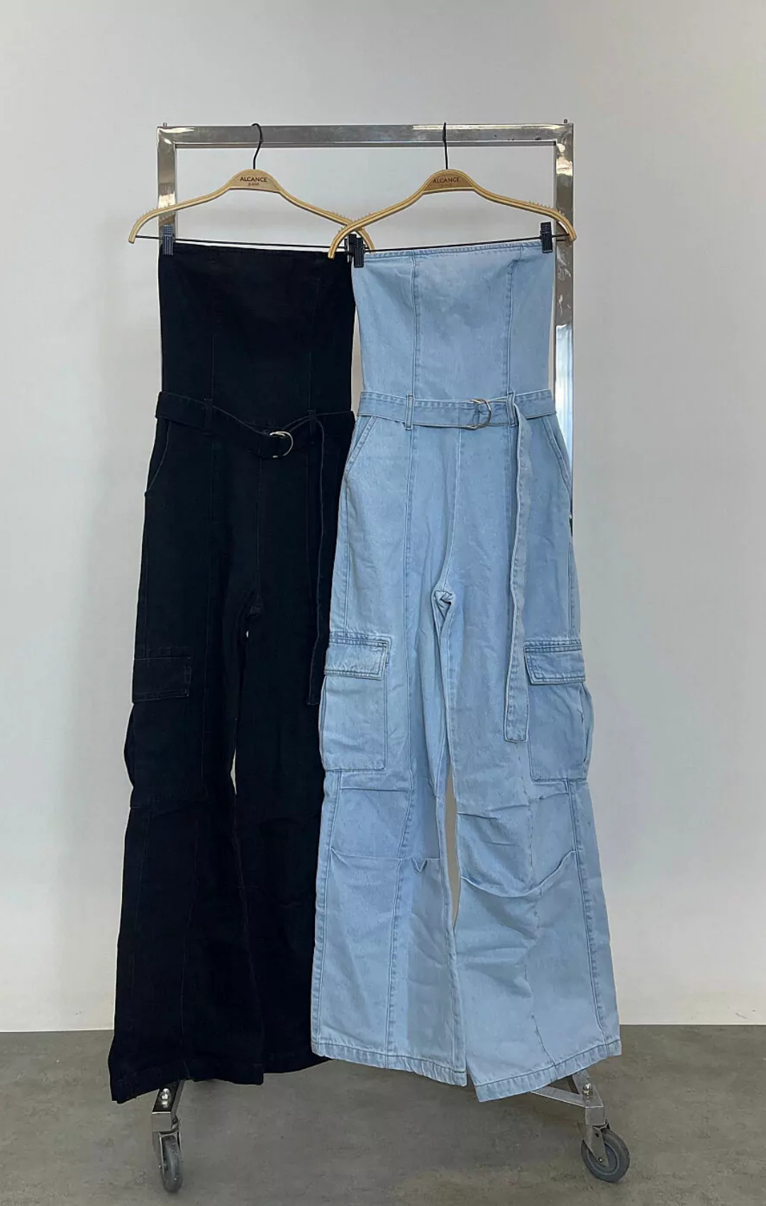 Macacão Faixa Cargo Utility Jeans