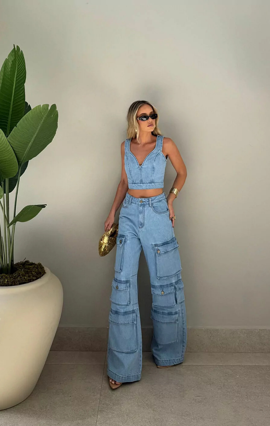 Top Cropped Iconic Jeans com Elastex em Zíper