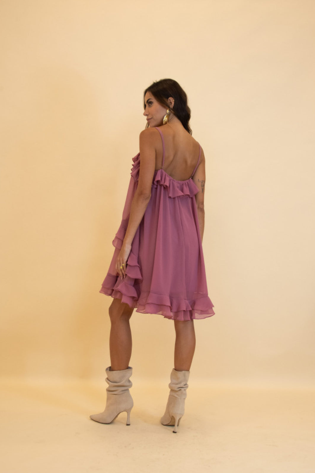 Vestido Curto Boho em Chiffon