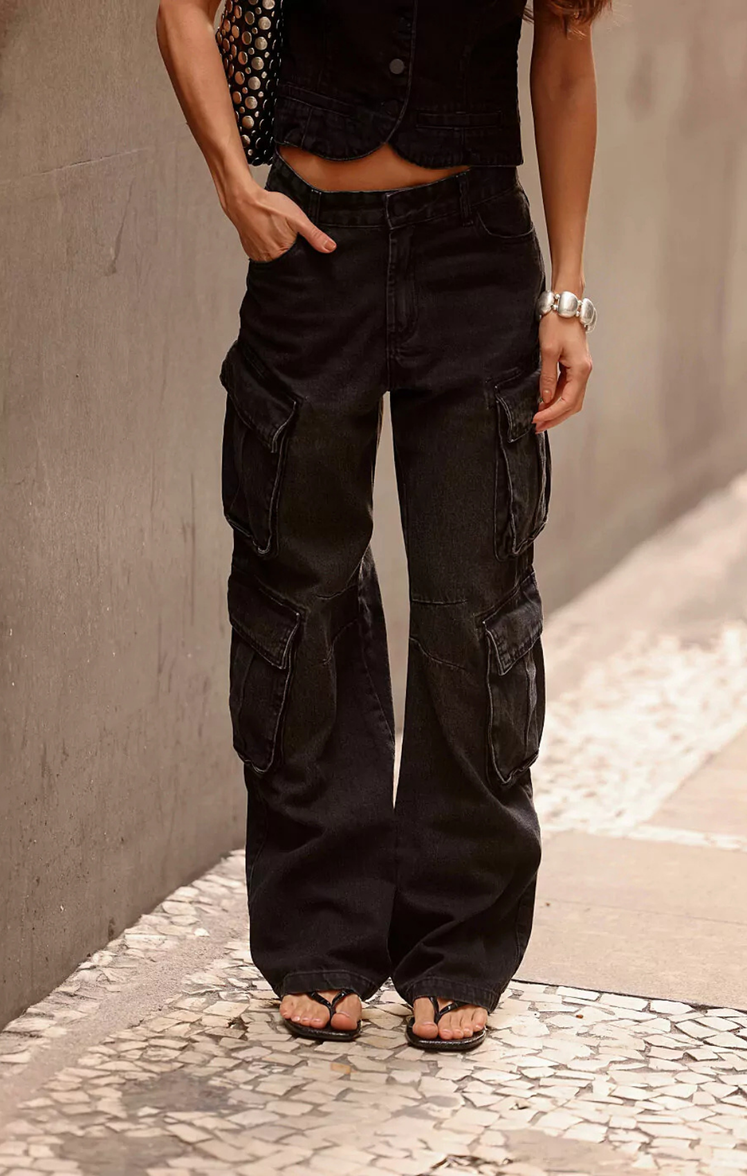 Calça Cargo Urban em Jeans