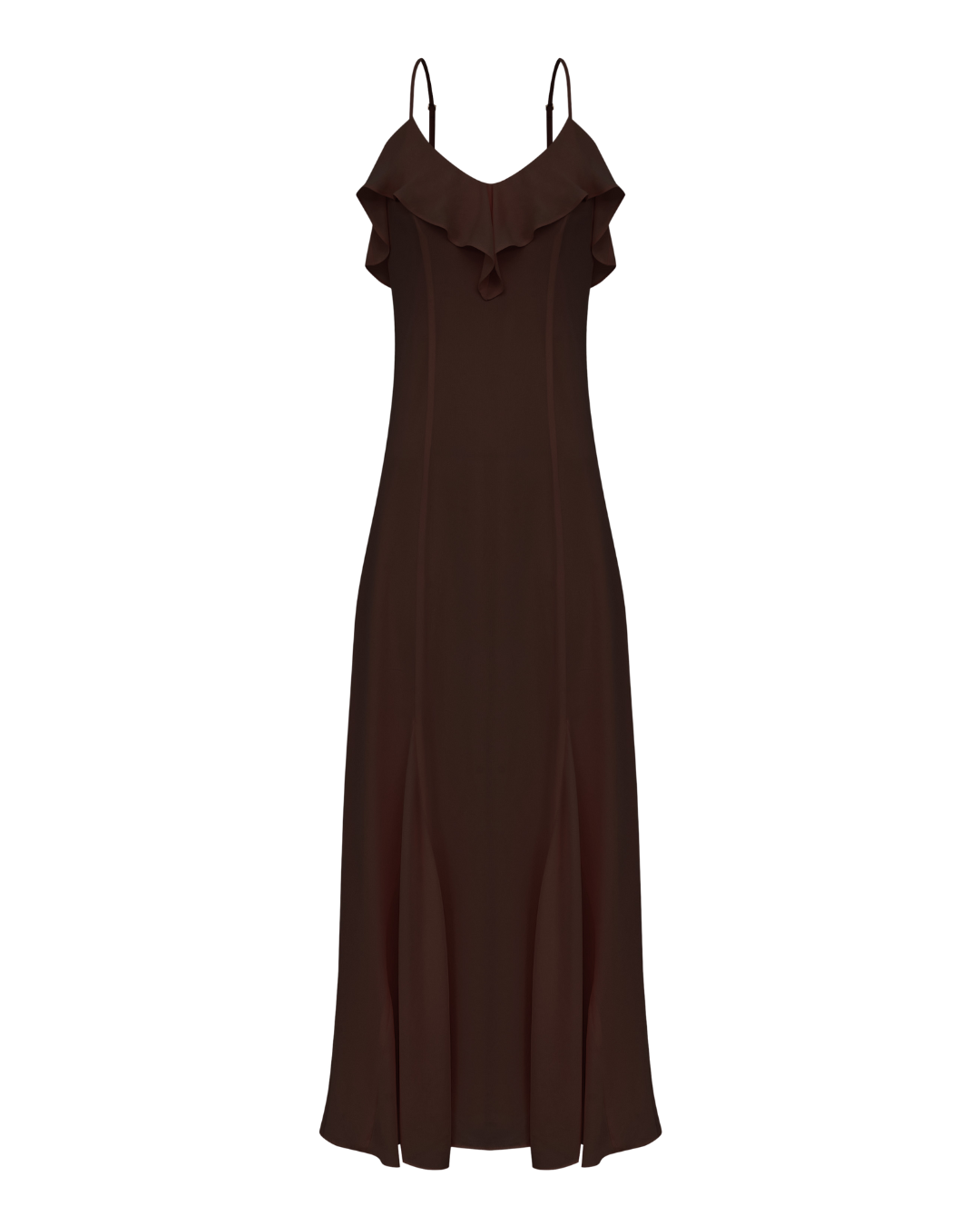 Vestido Longo Babados em Chiffon