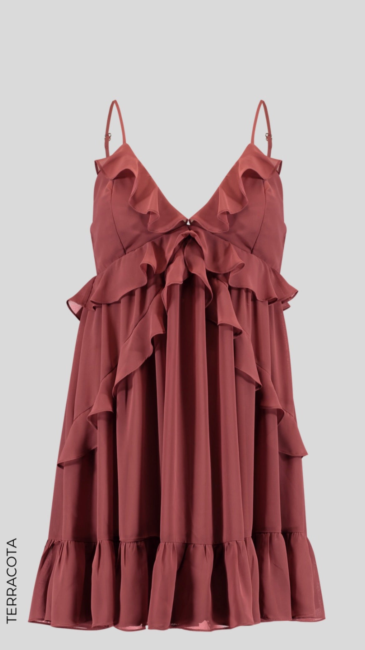 Vestido Boho Babados Alcinha em Chiffon