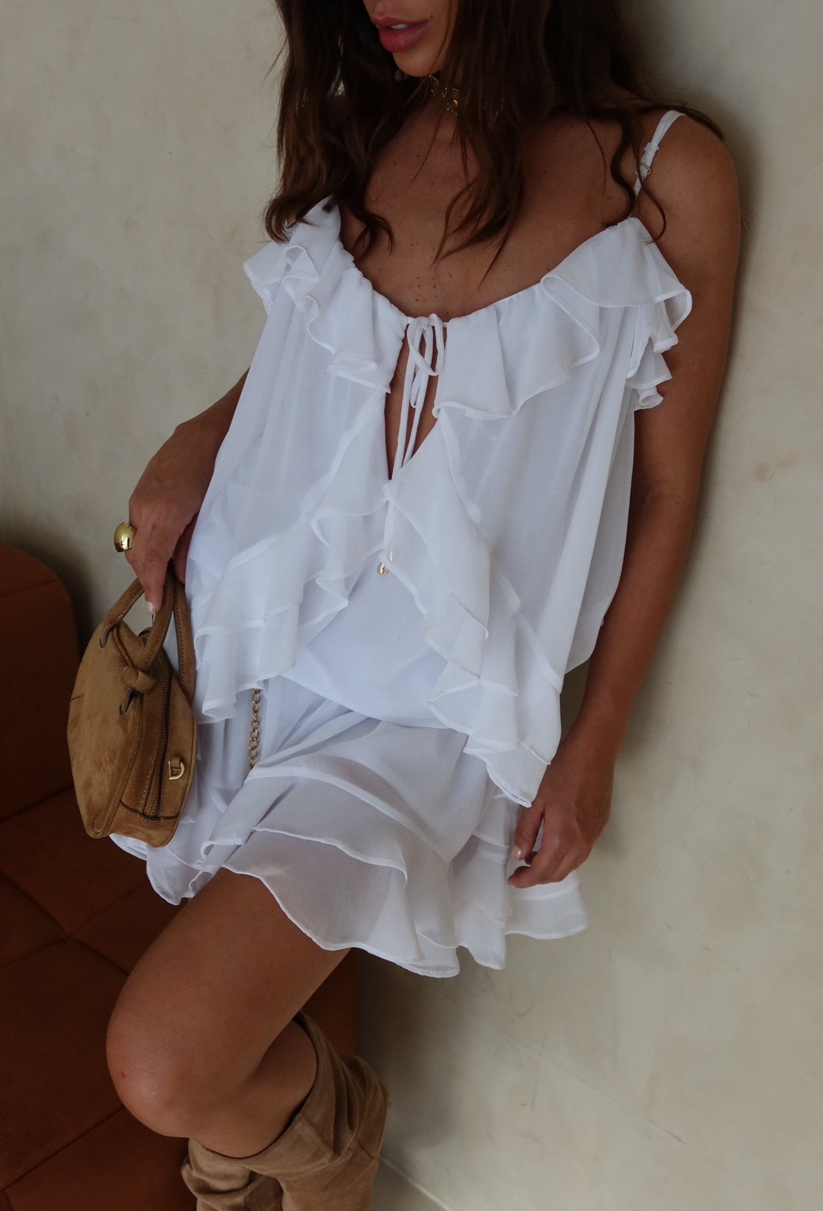 Vestido Curto Boho em Chiffon