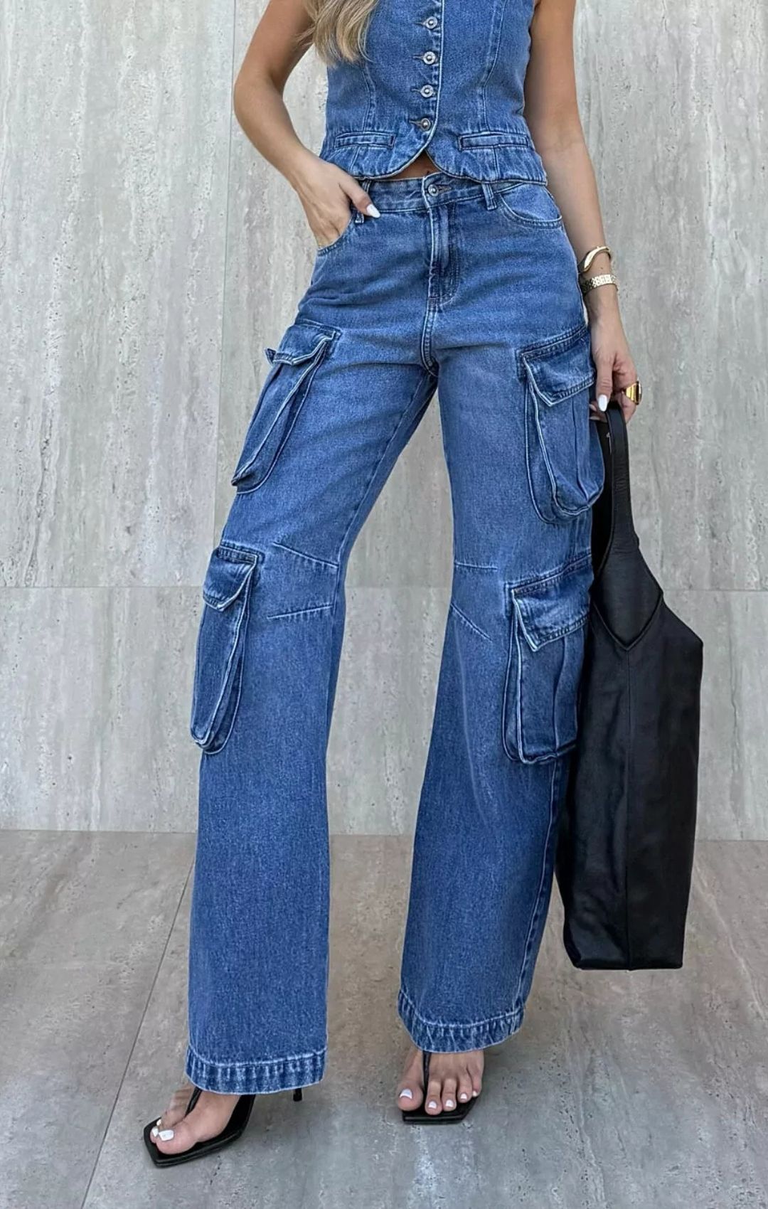 Calça Cargo Urban em Jeans