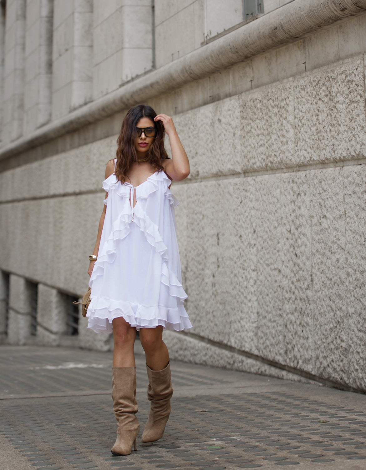 Vestido Curto Boho em Chiffon