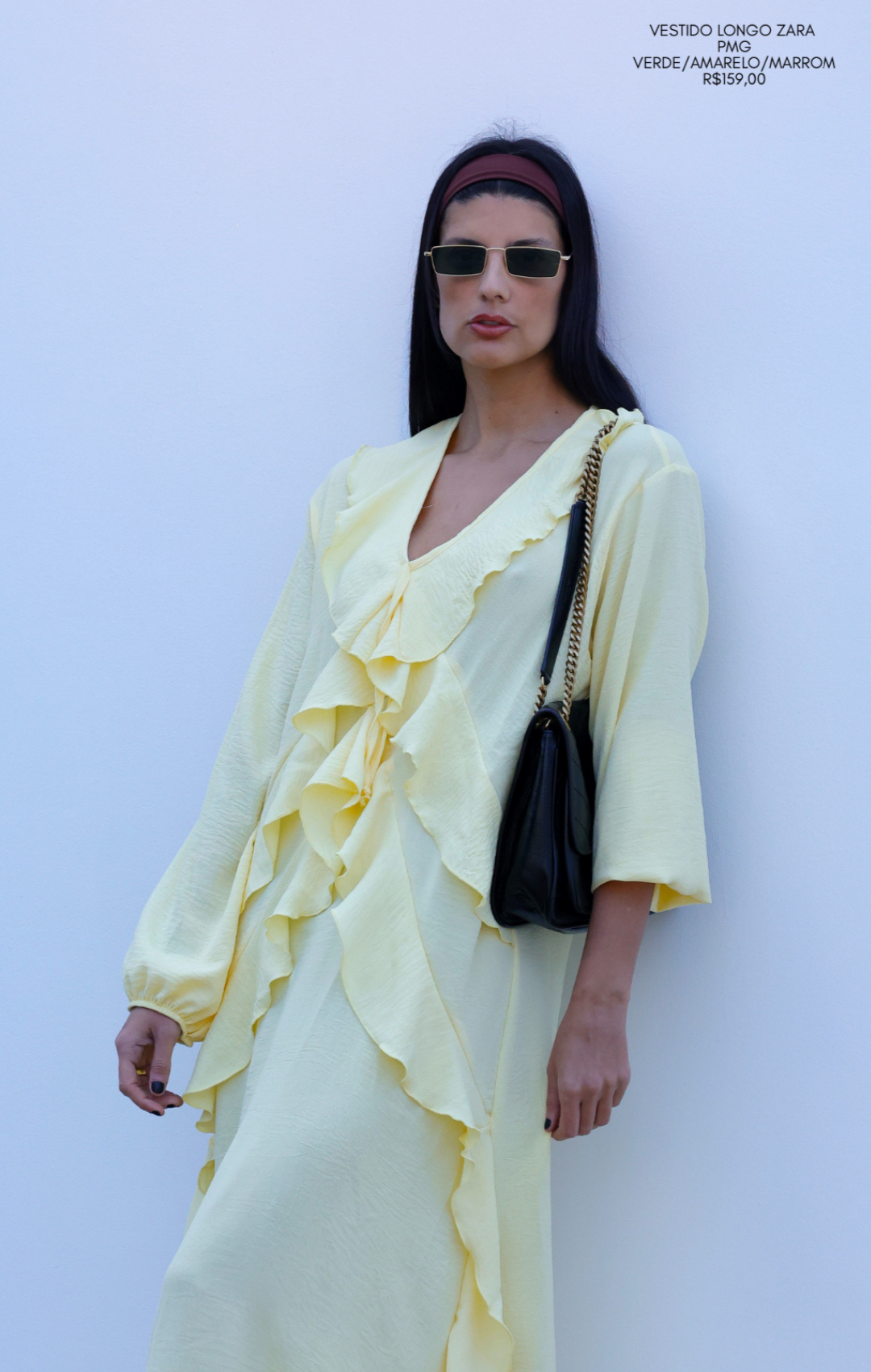 Vestido Zara Longo Babados em Viscose