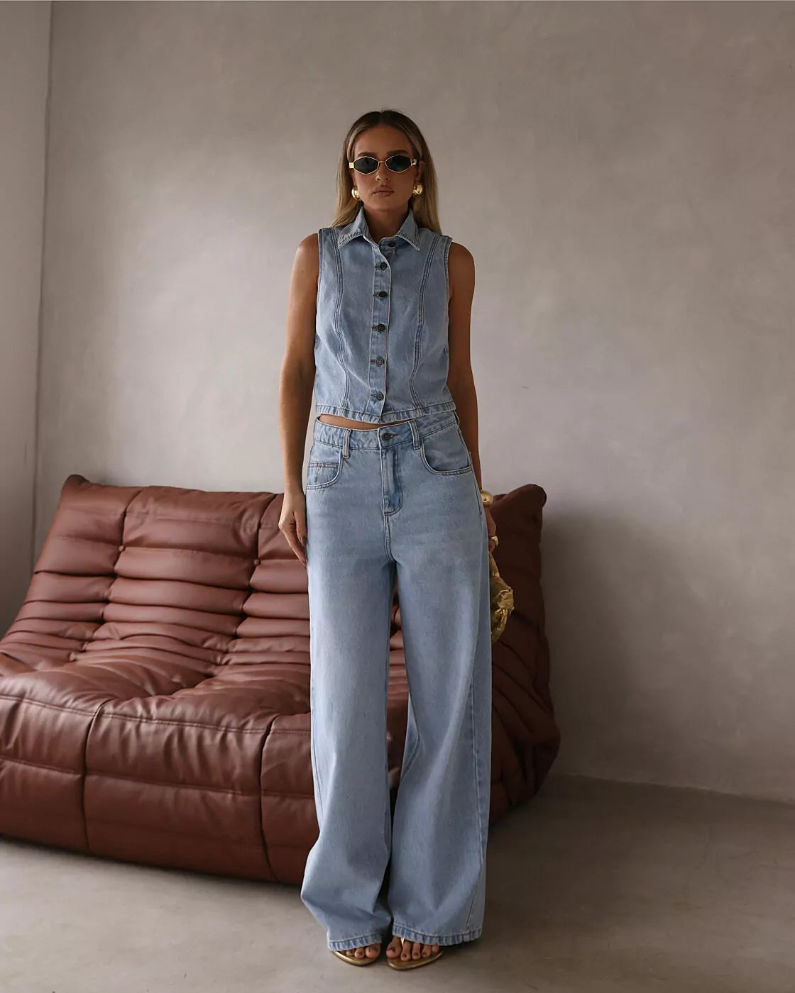 Calça Baggy Bastille em Jeans