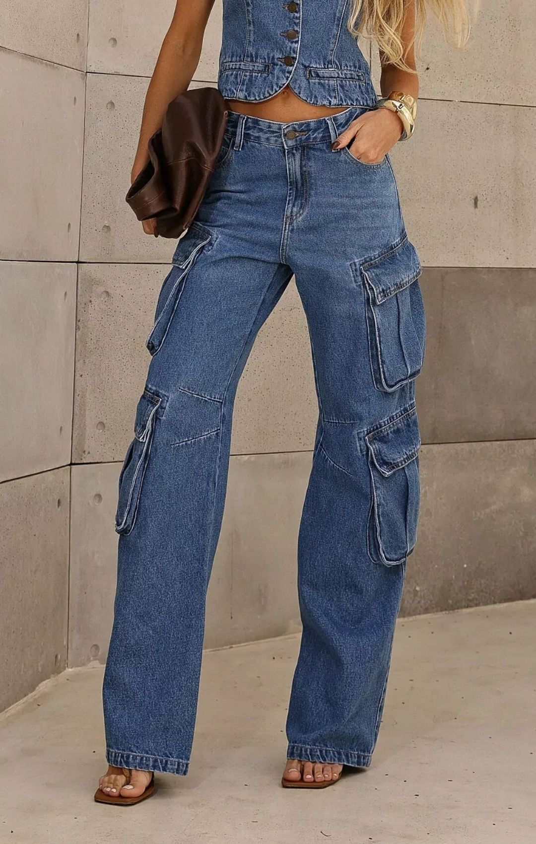 Calça Cargo Urban em Jeans