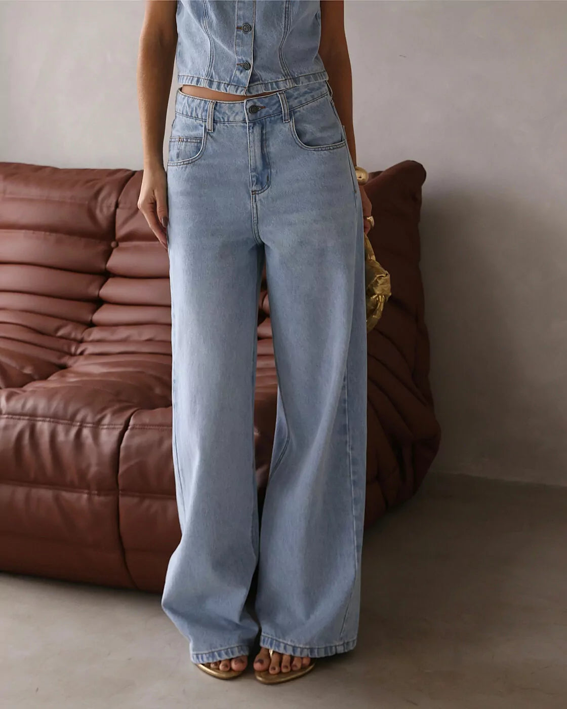Calça Baggy Bastille em Jeans