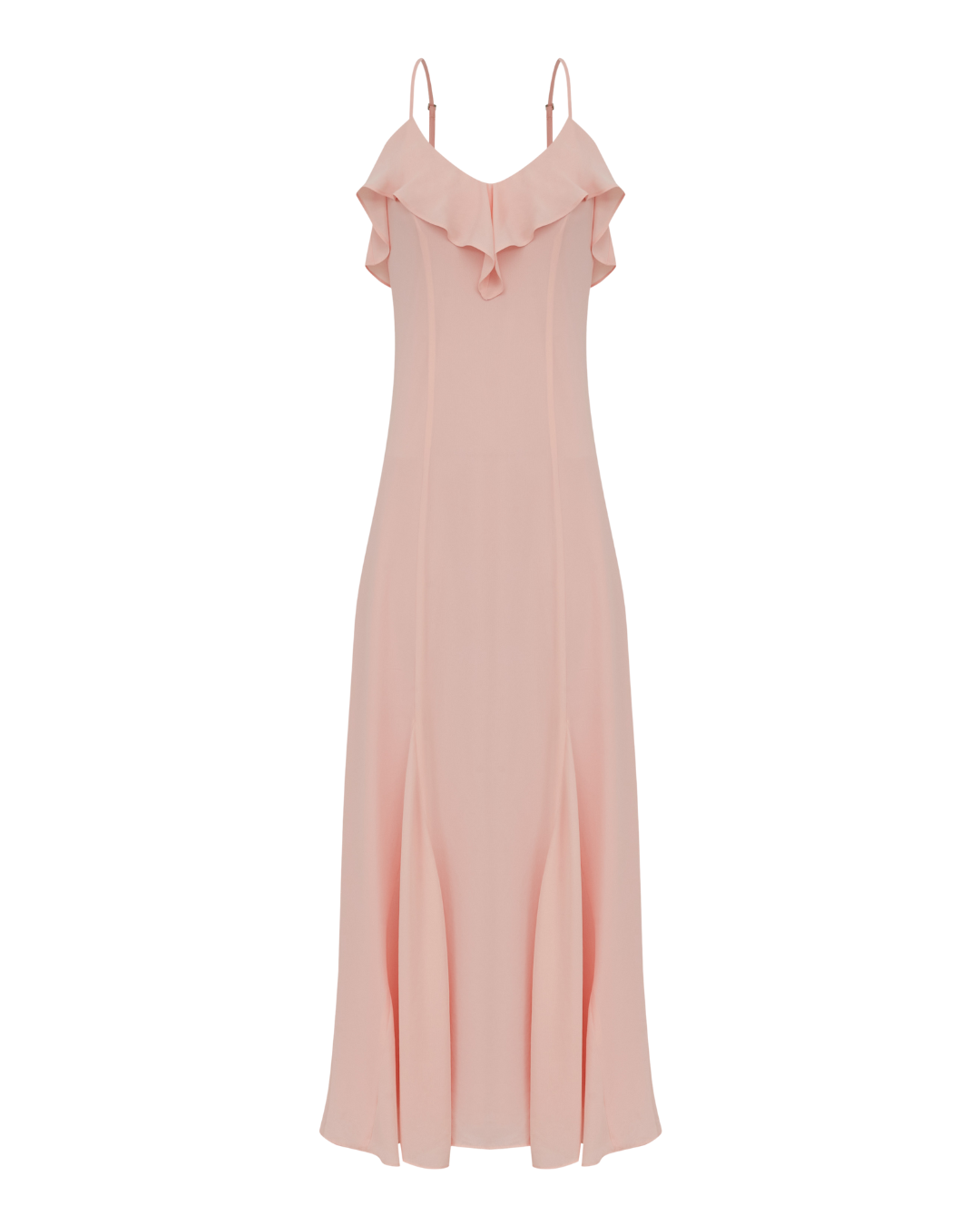 Vestido Longo Babados em Chiffon