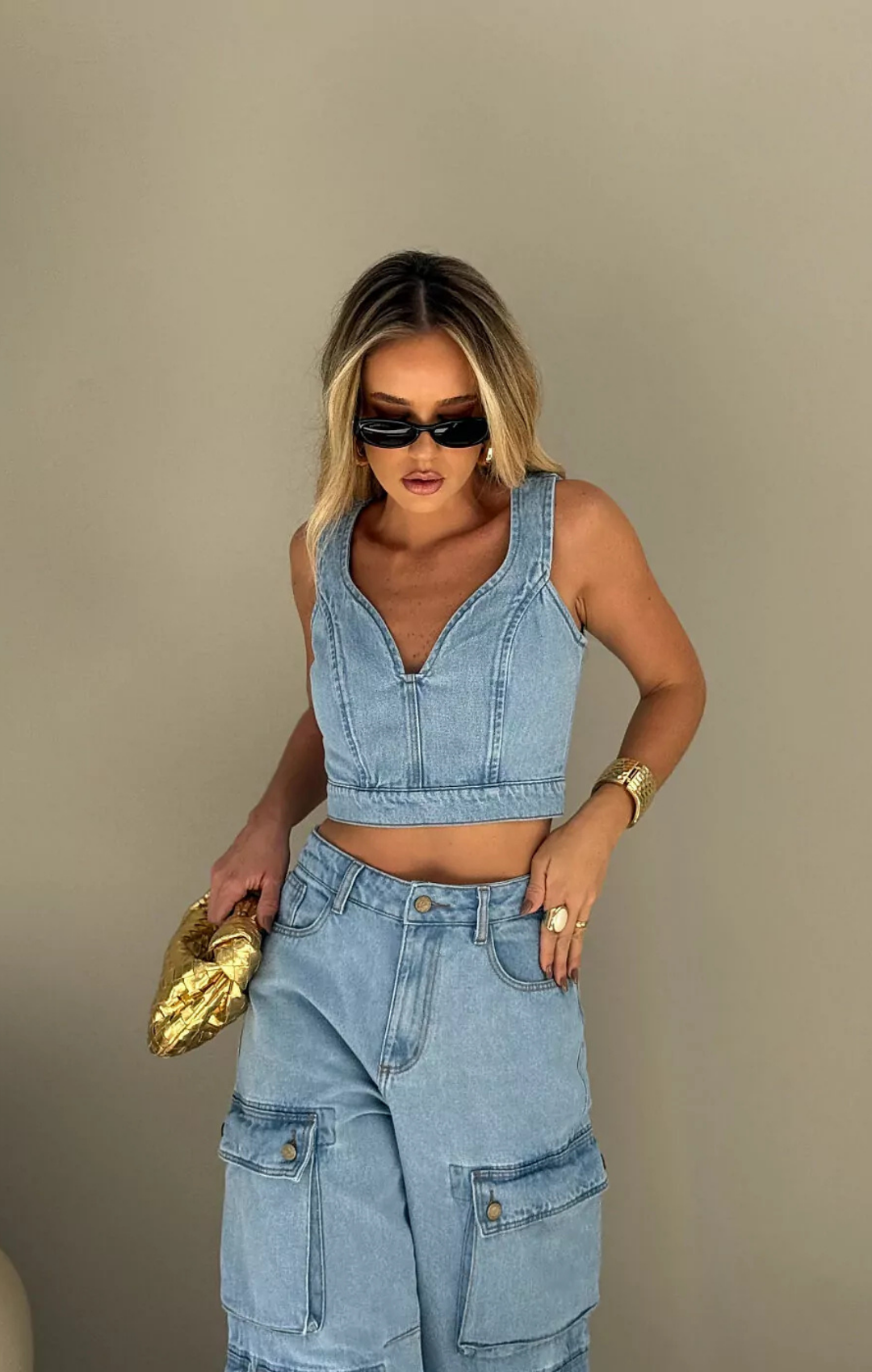Top Cropped Iconic Jeans com Elastex em Zíper