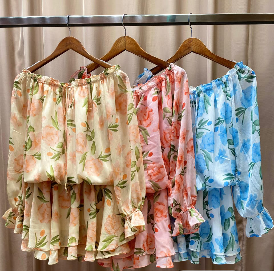 Vestido Ombro a Ombro em Crepe