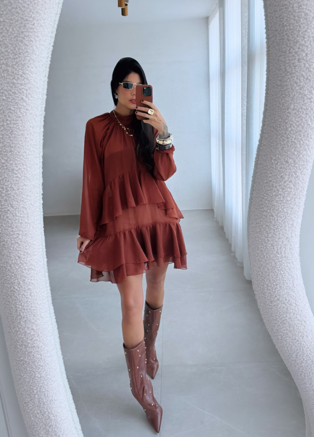 Vestido Boho Camadas em Chiffon