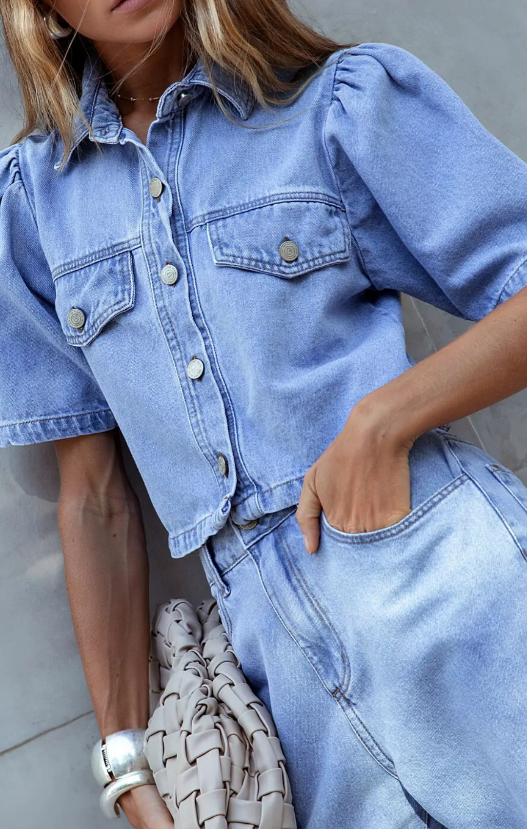 Camisa Manga Bufante Jeans