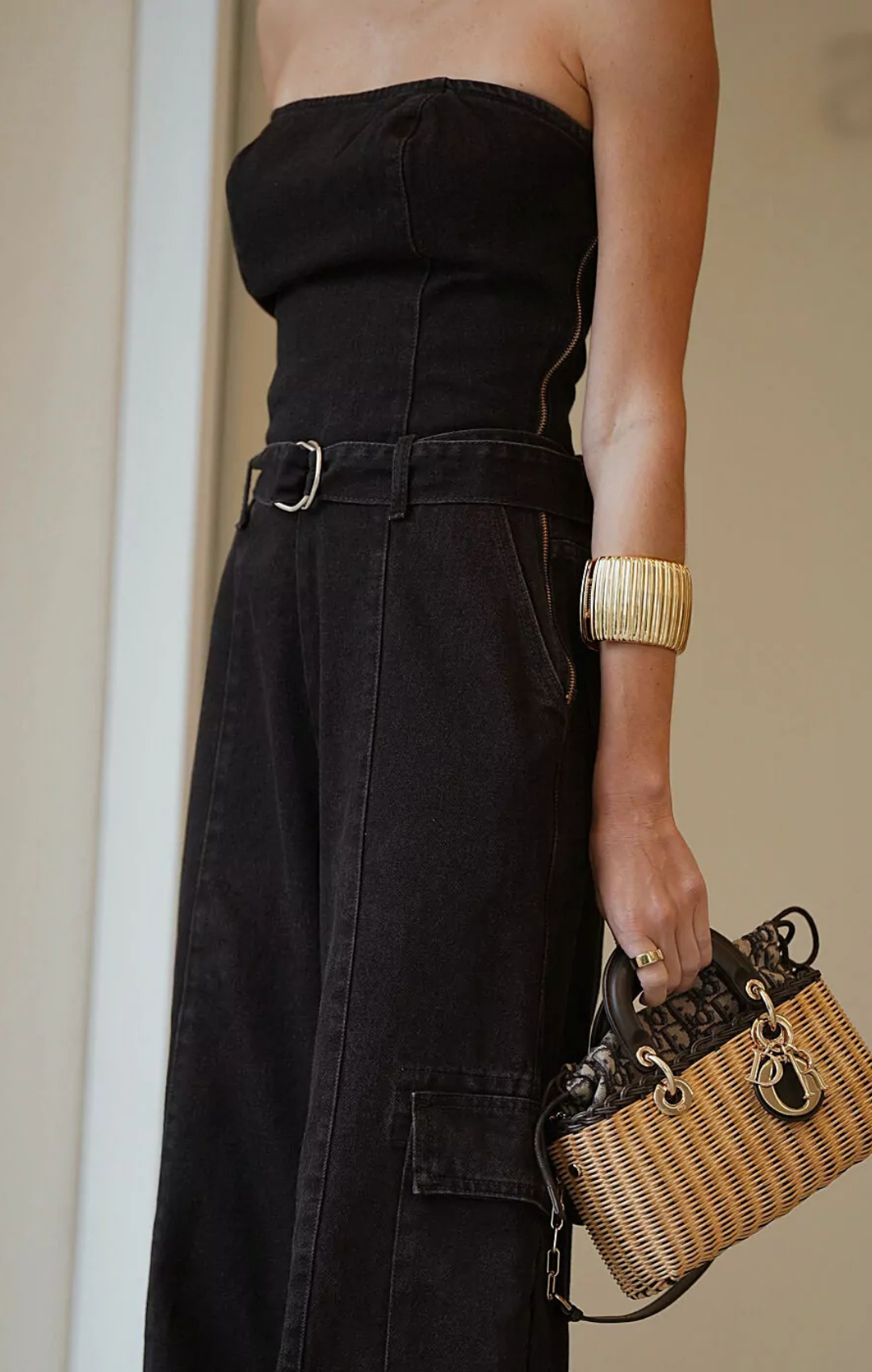 Macacão Faixa Cargo Utility Jeans