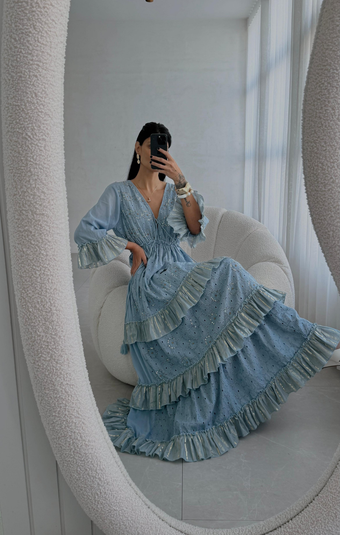 Vestido Boho Longo Babados em Lesie