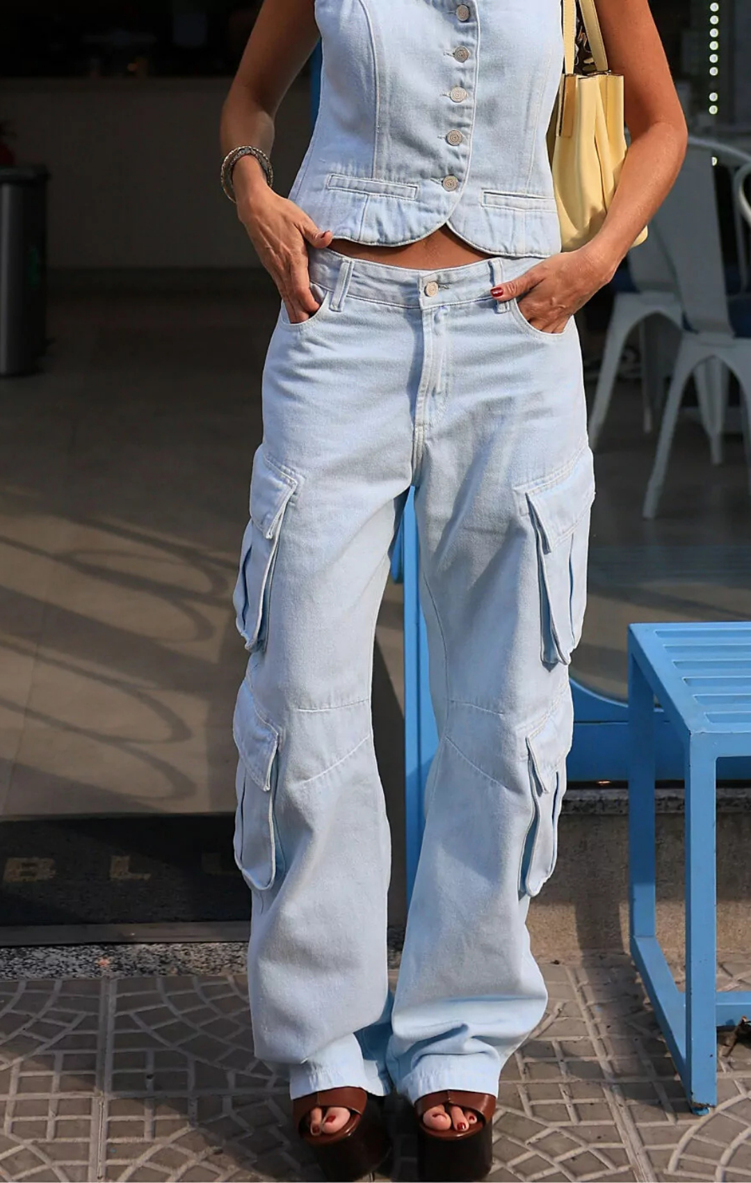 Calça Cargo Urban em Jeans