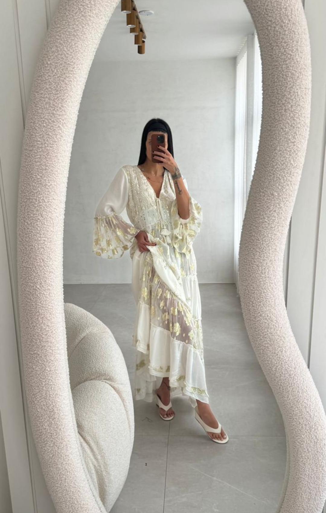 Vestido Boho Style Longo Bordado em Lesie Off White