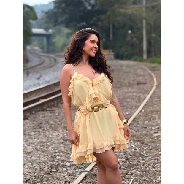 Vestido Curto Boho em Chiffon