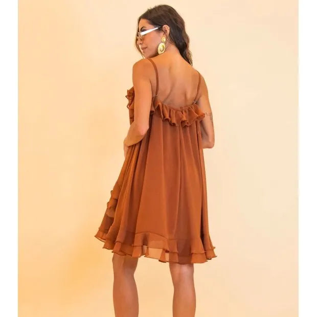 Vestido Curto Boho em Chiffon