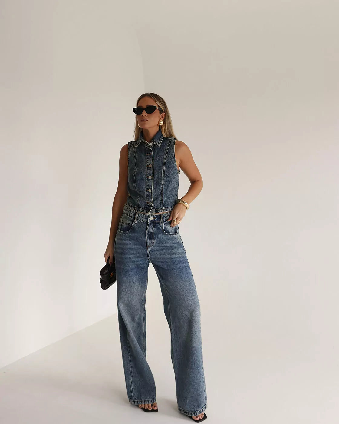 Calça Baggy Bastille em Jeans