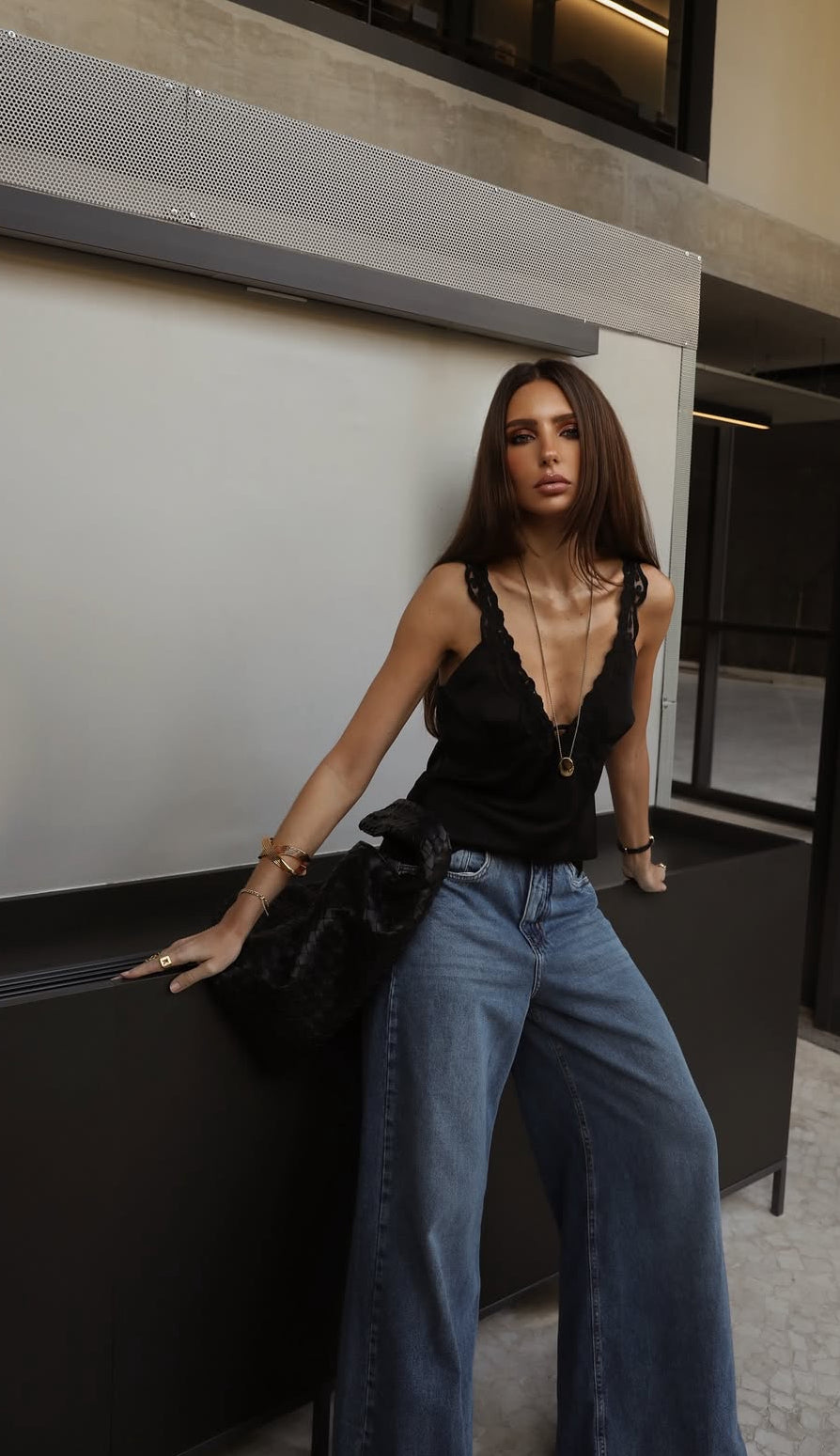 Calça Jeans Pantalona Palazzo Esmeral