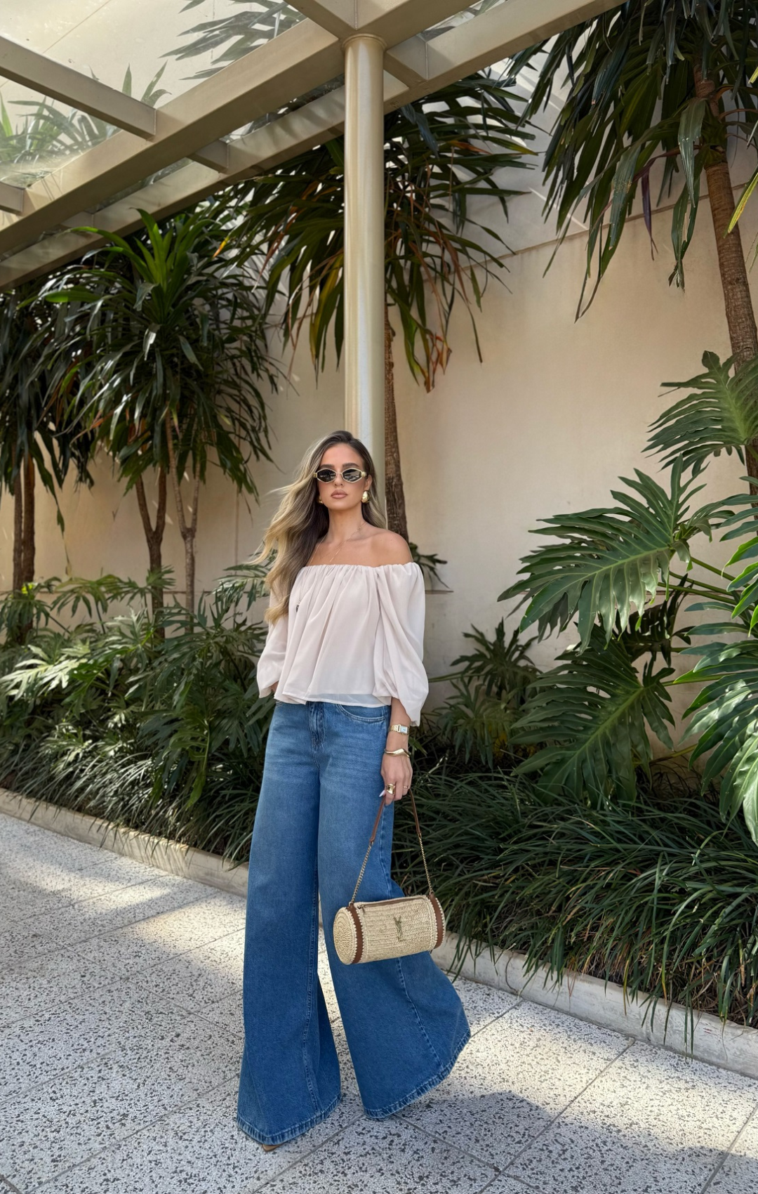 Calça Jeans Pantalona Palazzo Esmeral