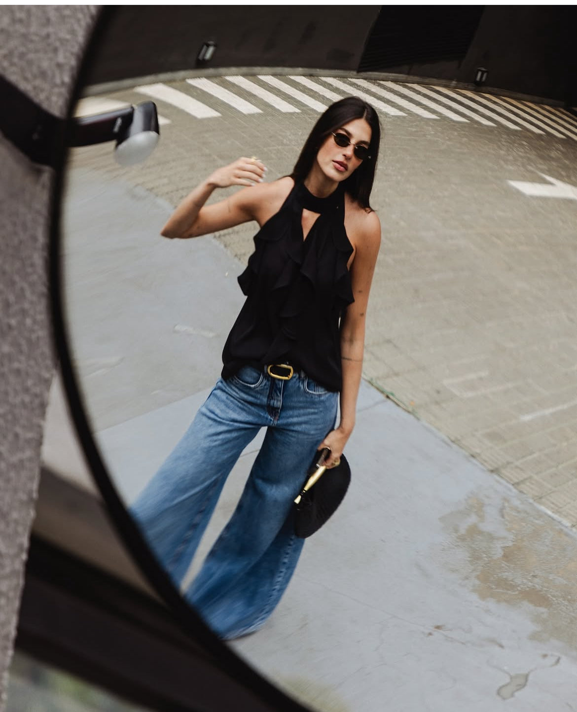 Calça Jeans Pantalona Palazzo Esmeral