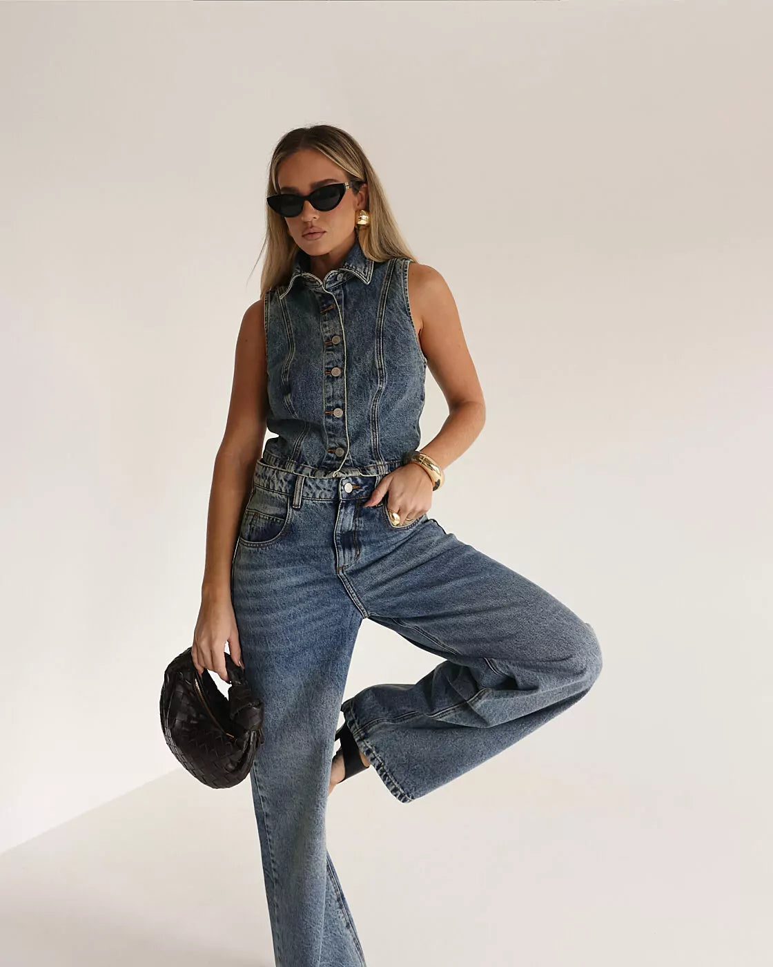 Calça Baggy Bastille em Jeans