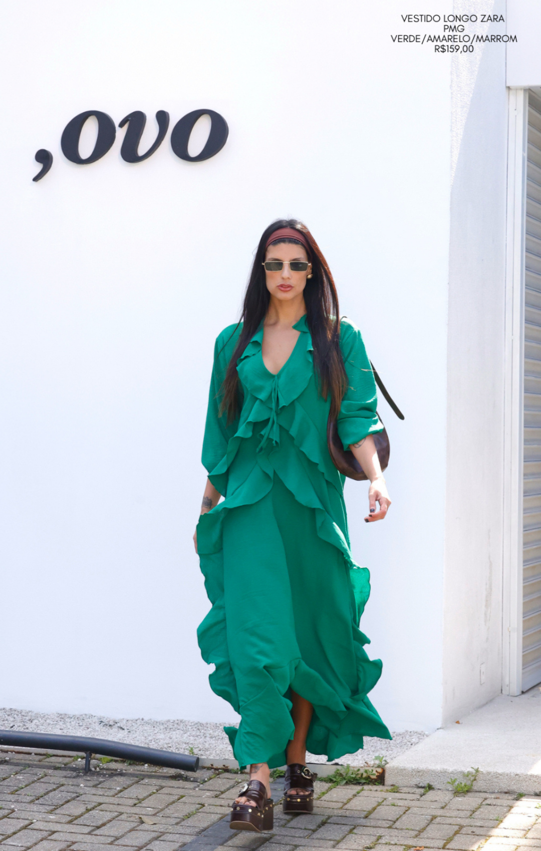 Vestido Zara Longo Babados em Viscose