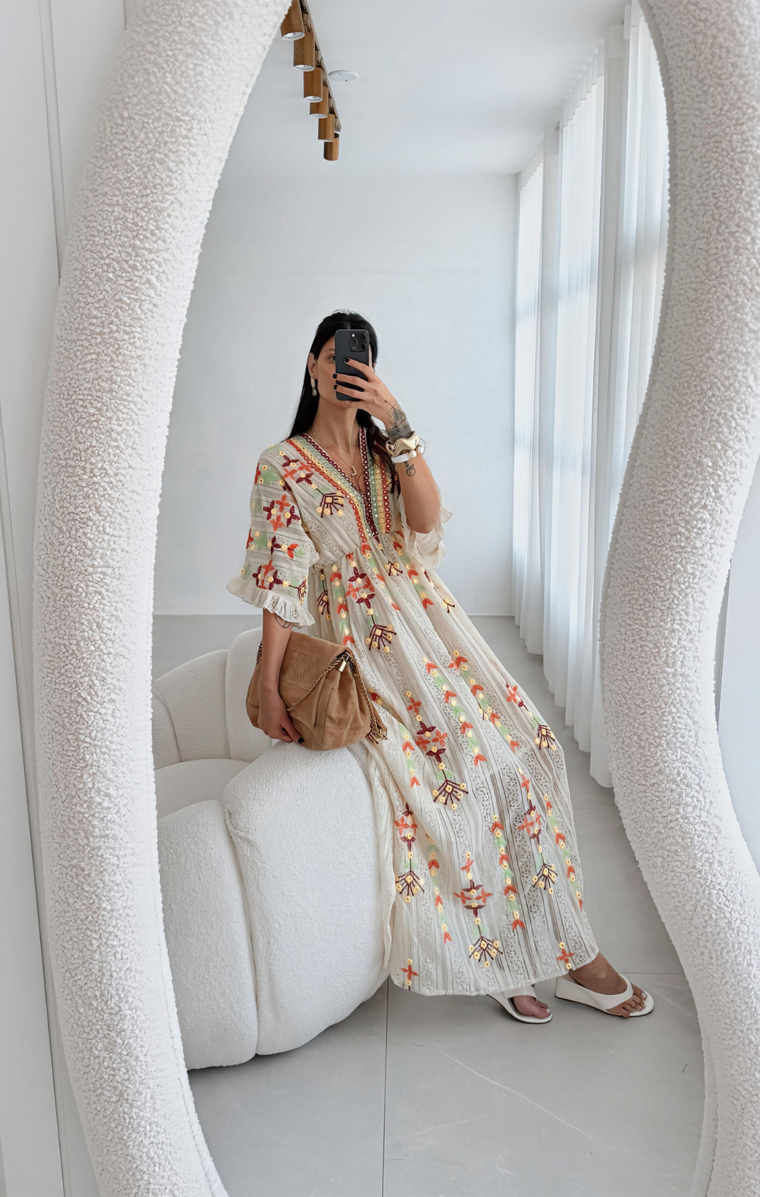 Vestido Boho Longo Bordado em Lesie