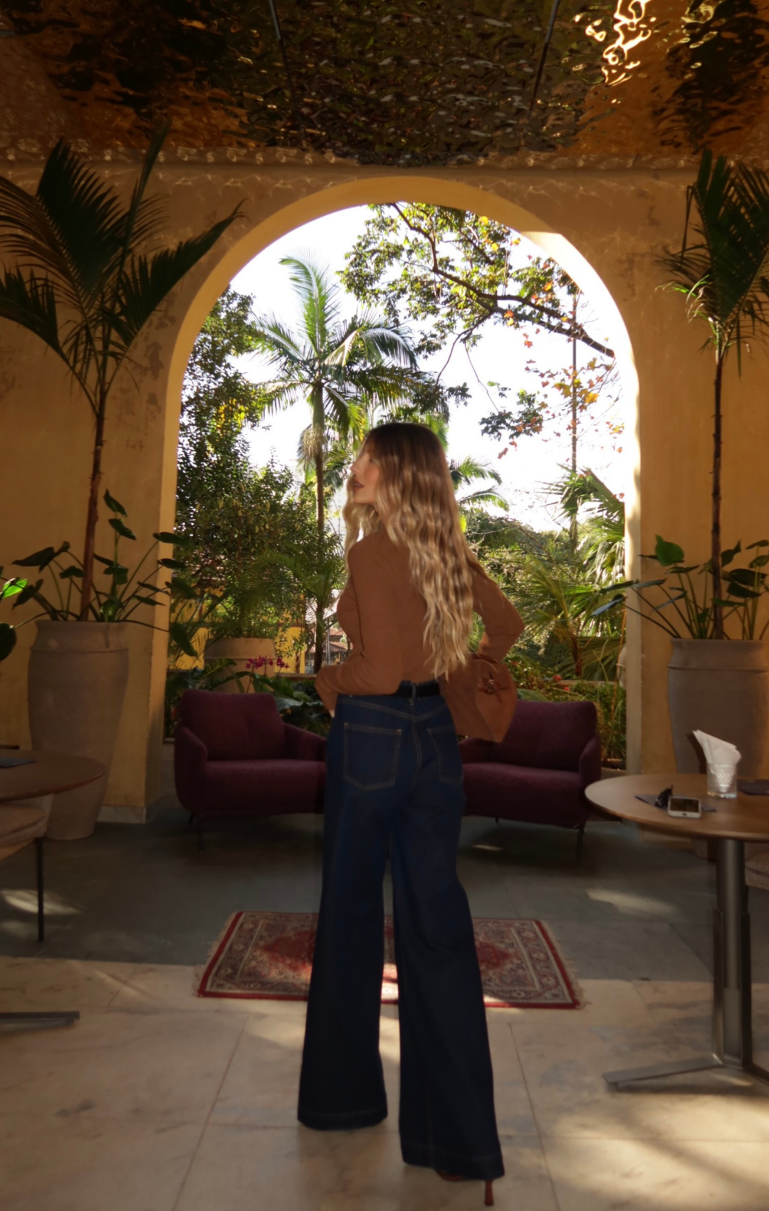 Calça Pantalona Jeans New Palazzo Blue Esmeral