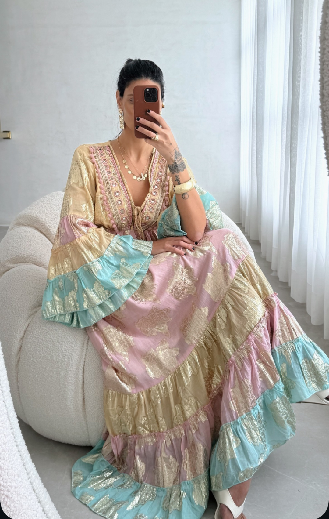 Vestido Boho Style Longo Bordado