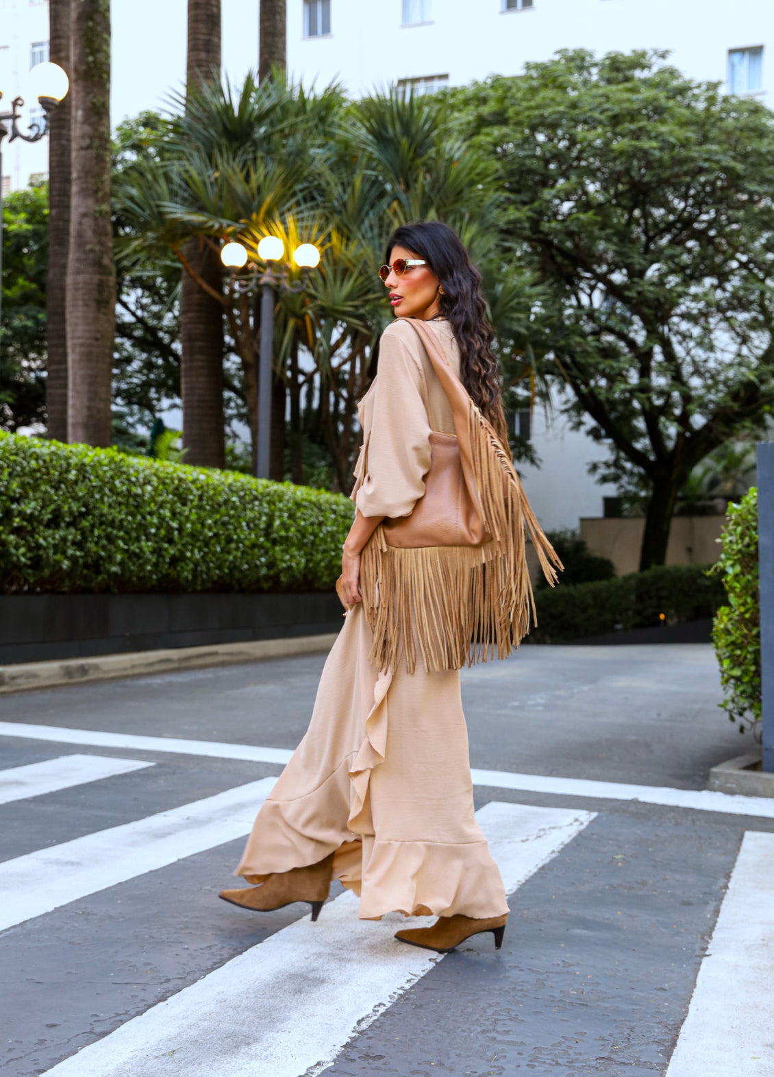 Vestido Zara Longo Babados em Viscose