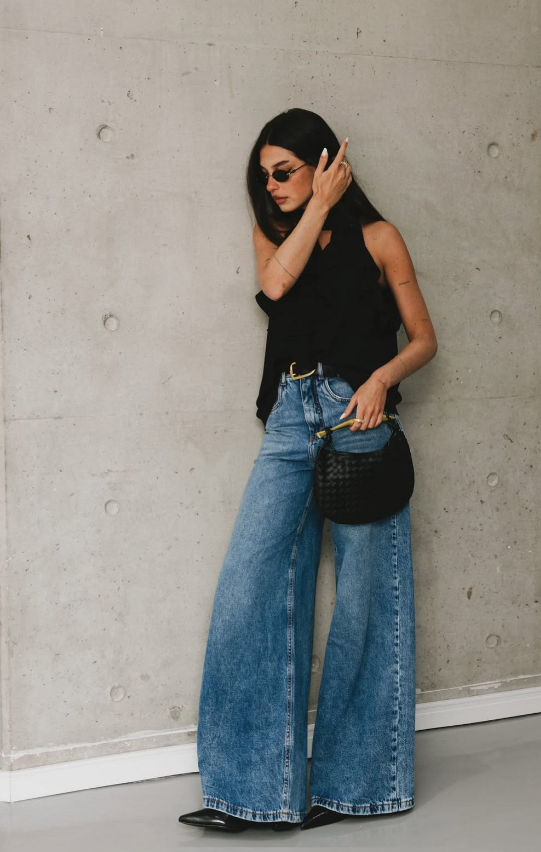 Calça Jeans Pantalona Palazzo Esmeral