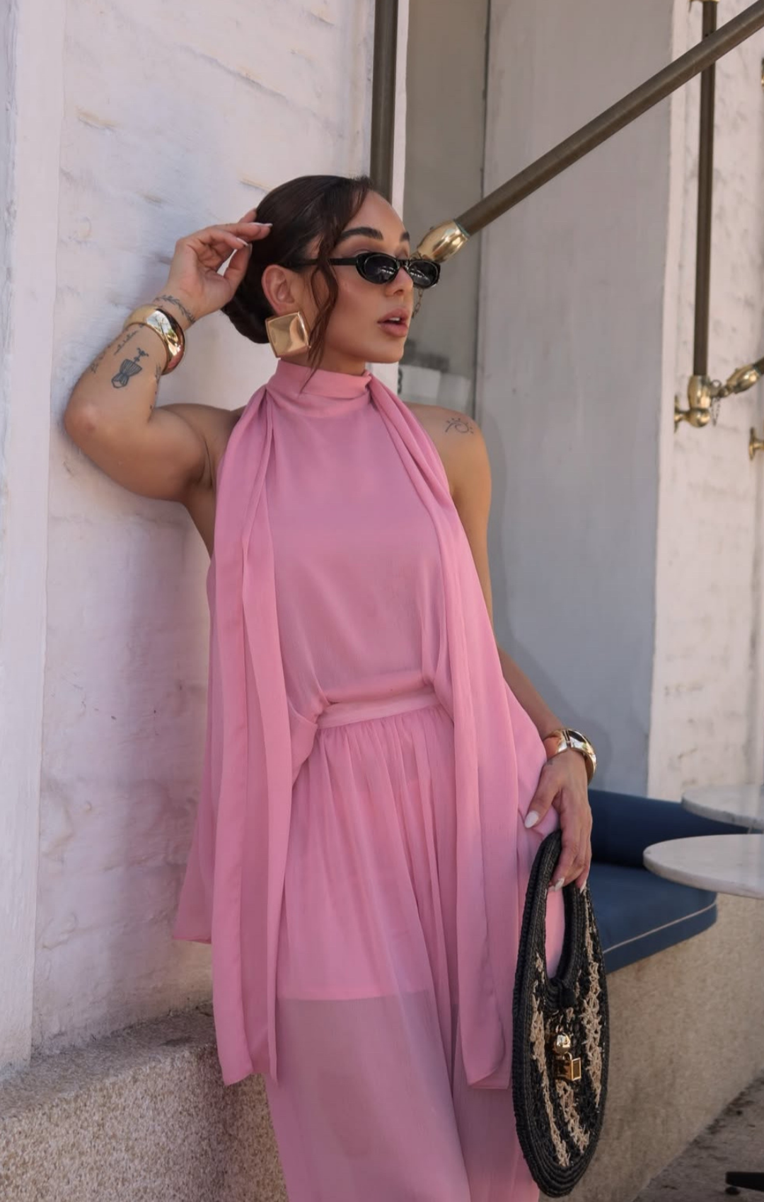 Blusa Gola Laço em Chiffon