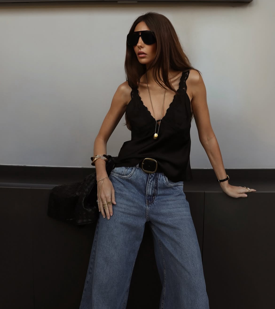 Calça Jeans Pantalona Palazzo Esmeral