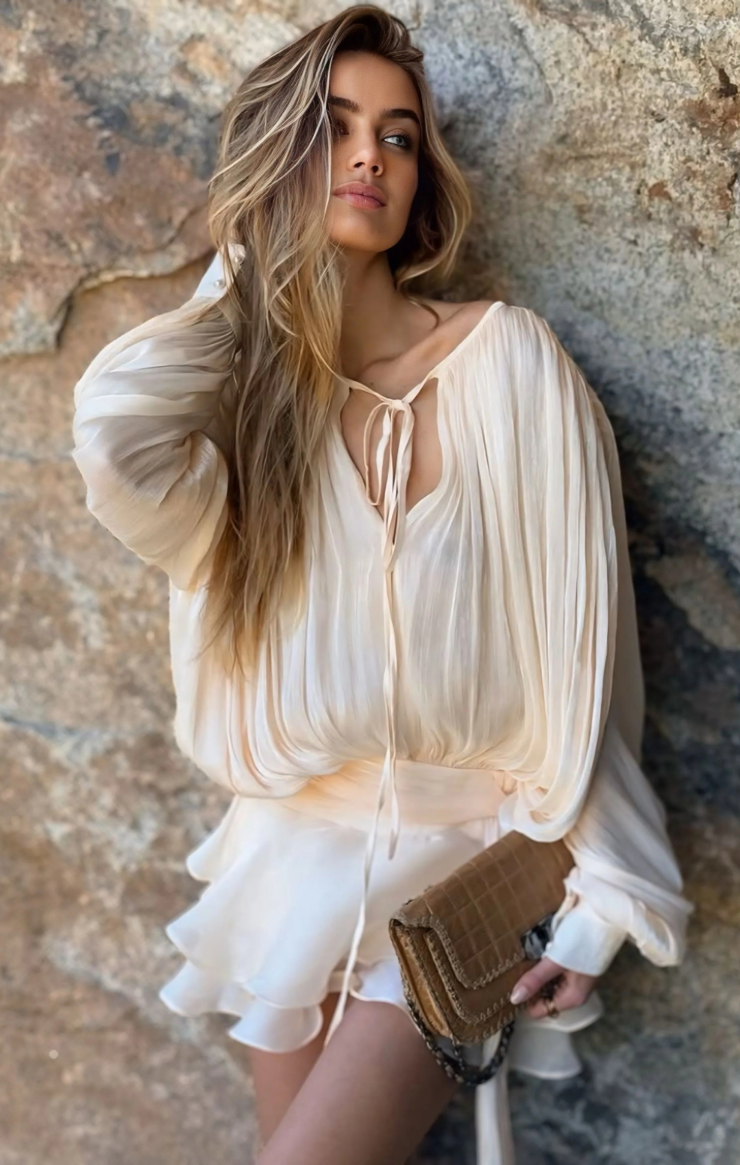 Vestido Boho Chic Zara Gringa Curto Toque de Seda