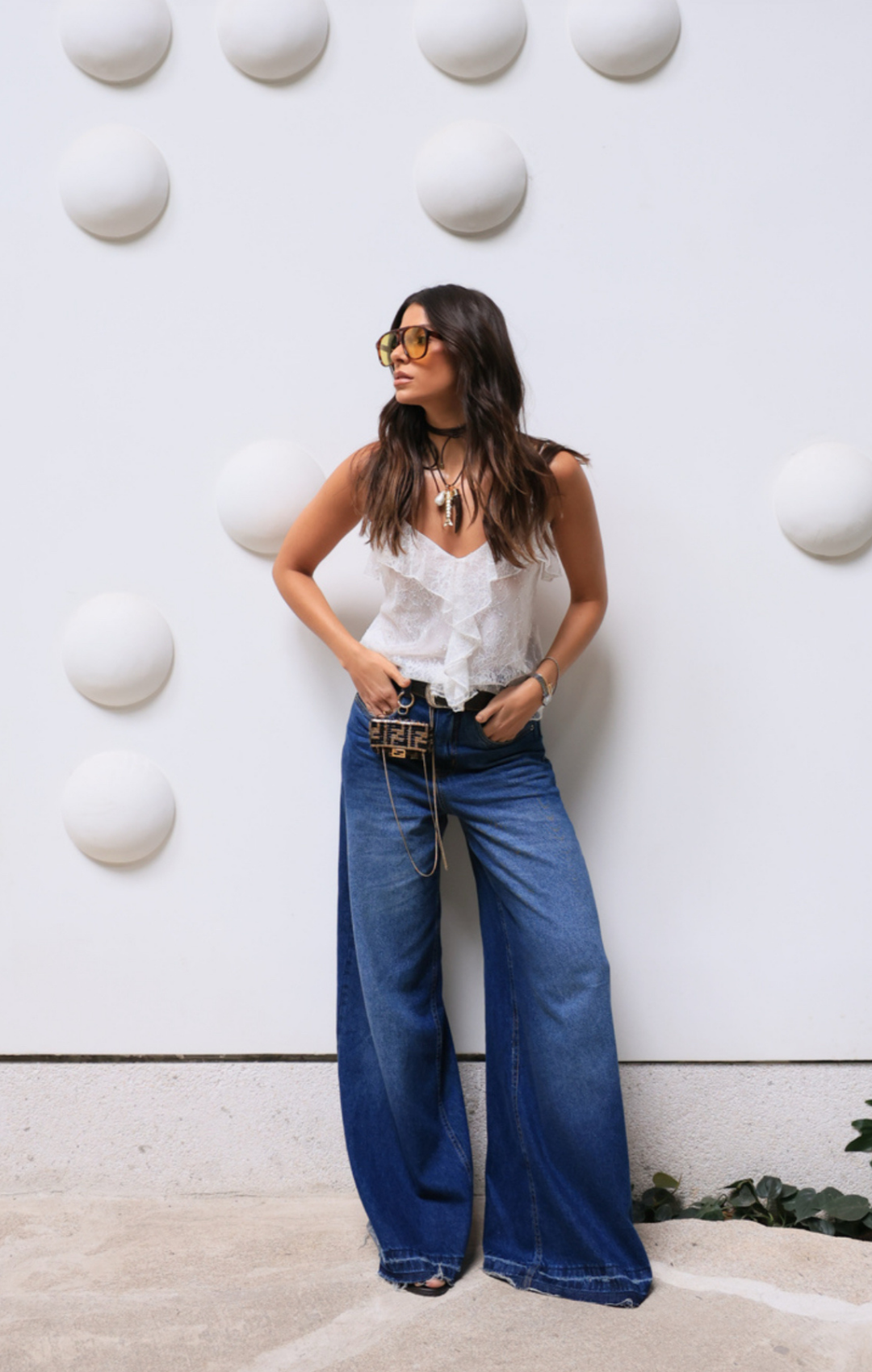 Calça Jeans Pantalona Palazzo Esmeral