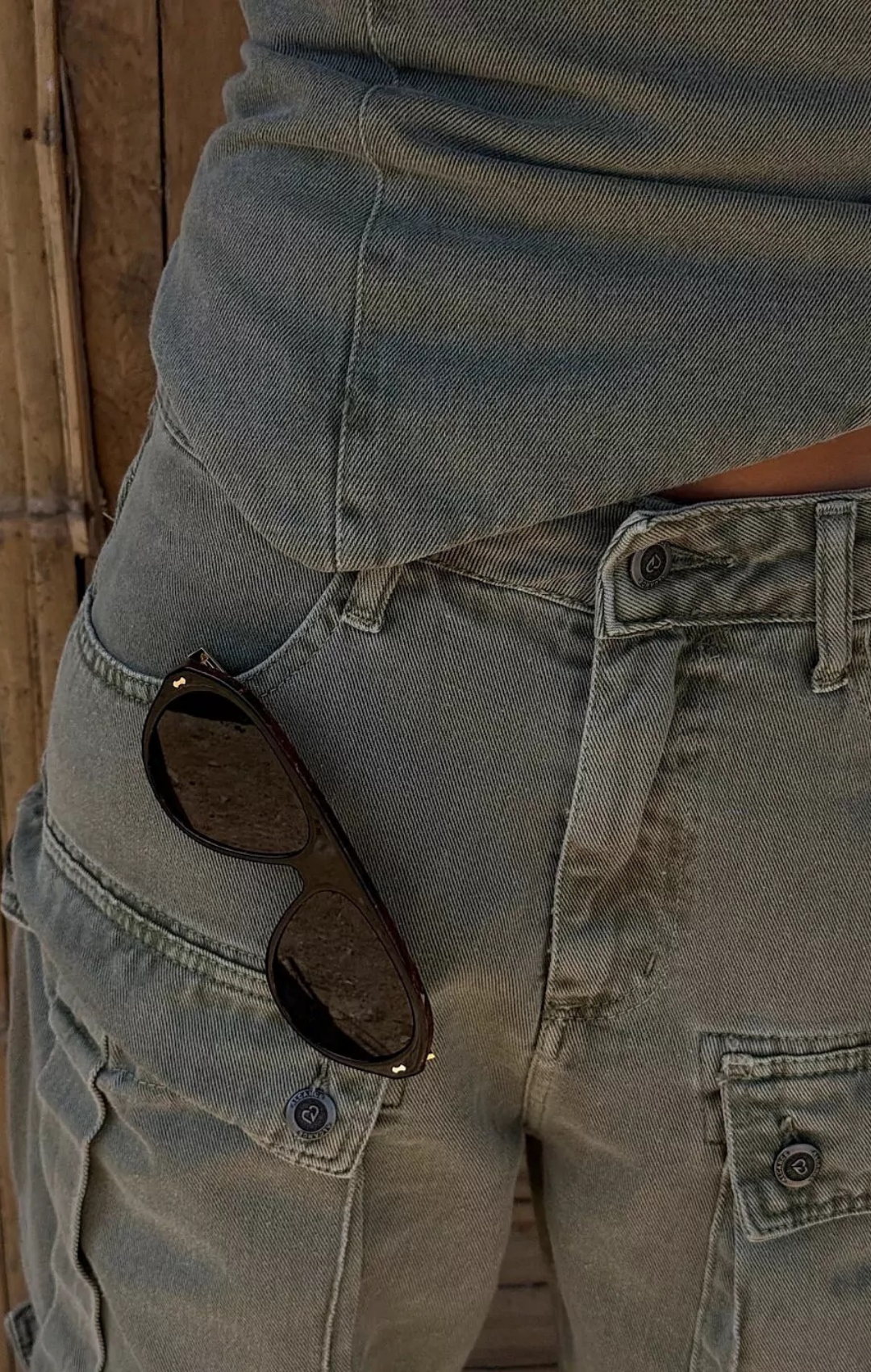 Top Utility Jeans Barra Assimétrica